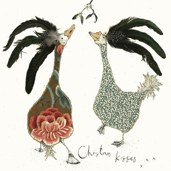 Christmas Kisses Geese Christmas Card