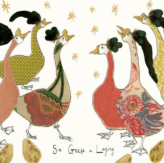 Six Geese a Laying Christmas Card