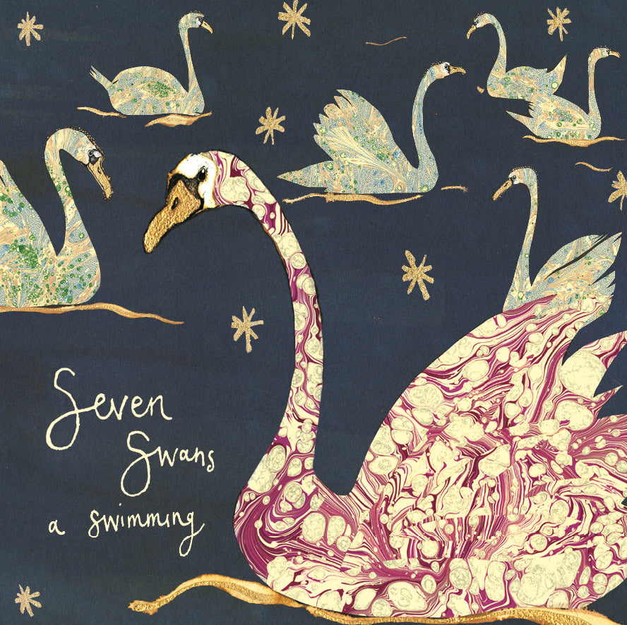 Seven Swans a Swimming Christmas Card – Anna Wright Ltd