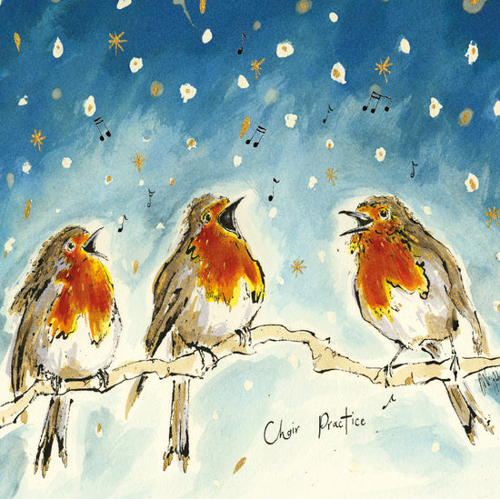 Choir Practice Robin Christmas Card