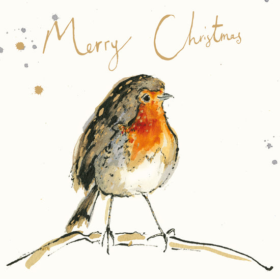 Christmas Robin Gold Foil Christmas Card