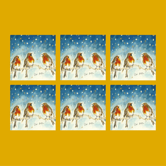 Choir Practice Robin Christmas Card (Pack of six)