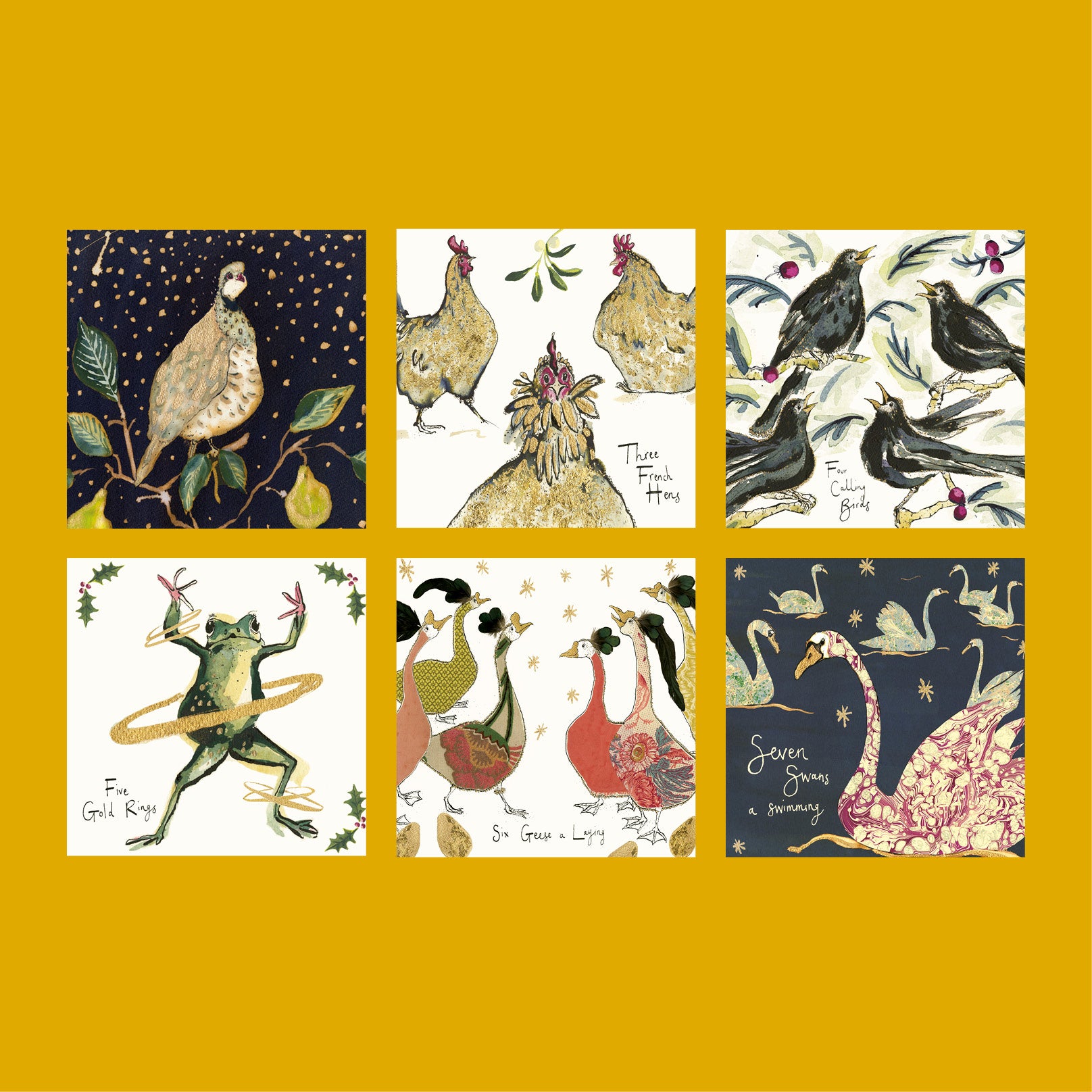 twelve days of christmas christmas card pack (pack of six) – anna