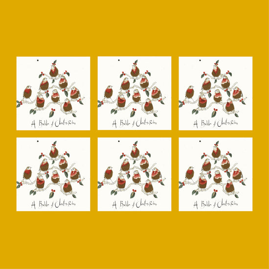 A Bobbin of Christmas Robins Christmas Card (Pack of six)