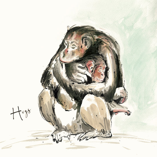 Hugs Chimpanzee Card