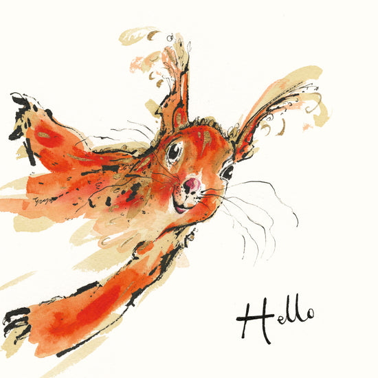 Hello Red Squirrel Card