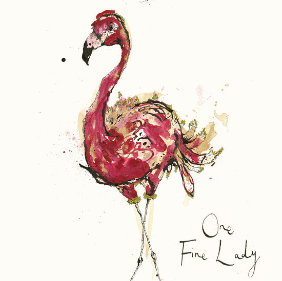 One Fine Lady Flamingo Card