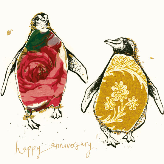 Happy Anniversary Penguins Gold Foil Card