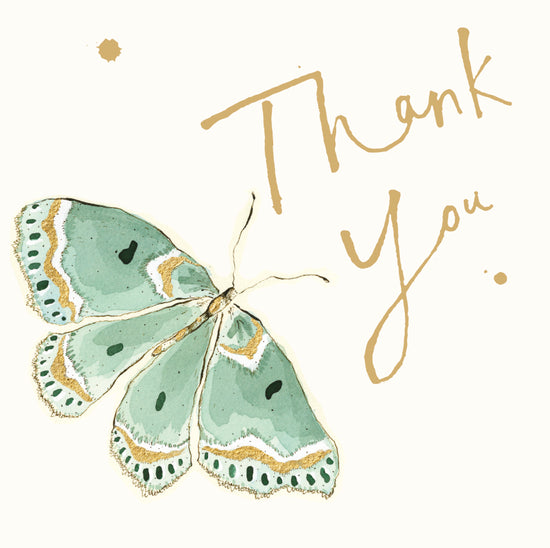 Turquoise Butterfly Thank You Gold Foil Card