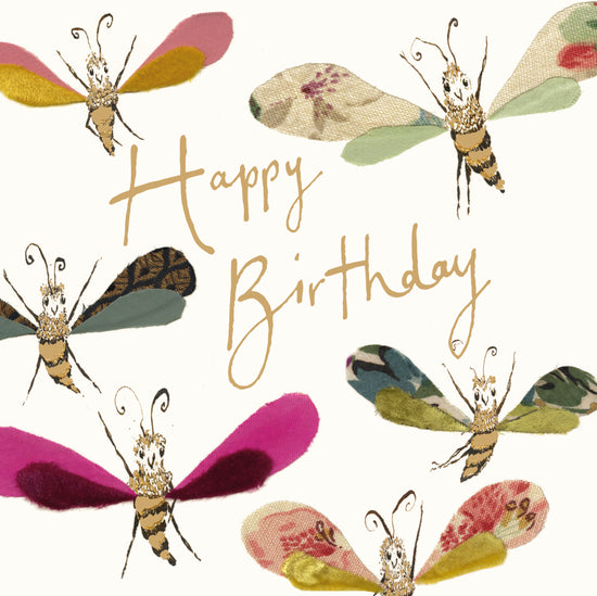 Happy Birthday Busy Bees Gold Foil Card