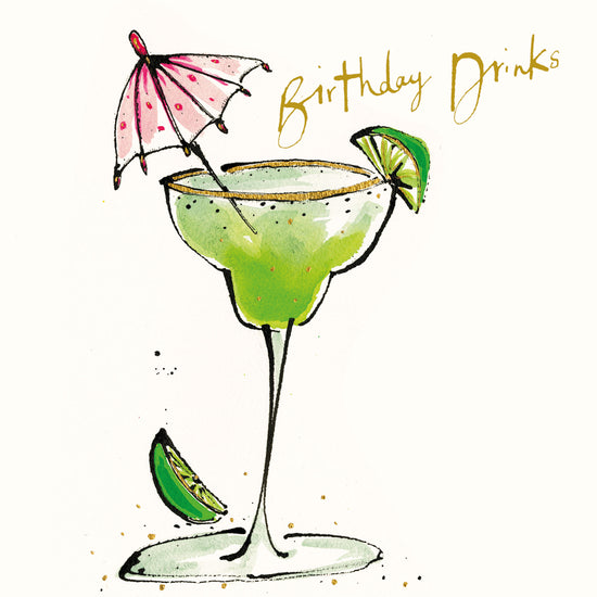 Birthday Drinks Cocktail Gold Foil Card