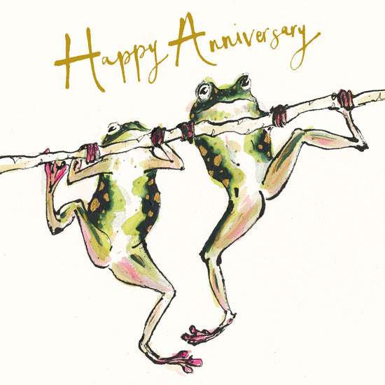 Happy Anniversary Frogs Gold Foil Card