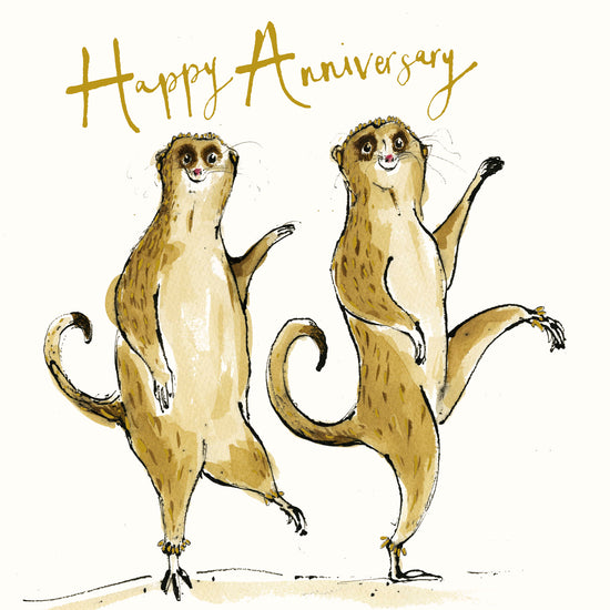 Happy Anniversary Meerkats Gold Foil Card