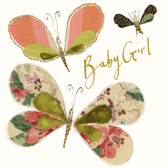 Baby Girl Butterfly Gold Foil Card