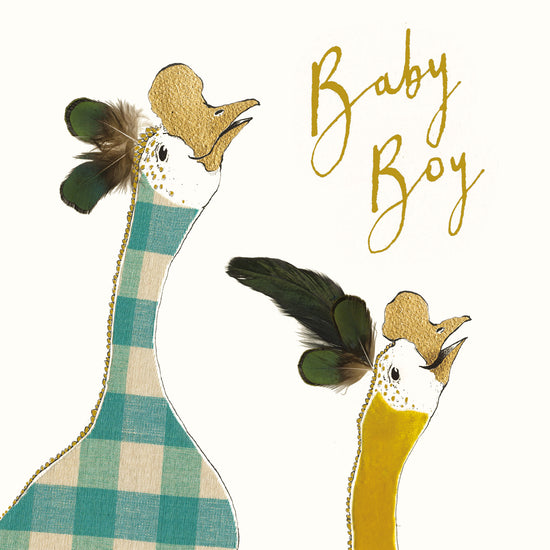 Baby Boy Geese Gold Foil Card