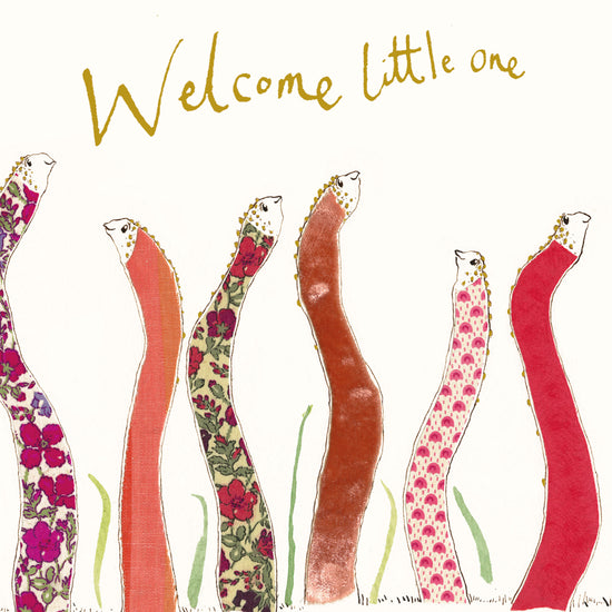 Welcome Little One Worms Gold Foil Card