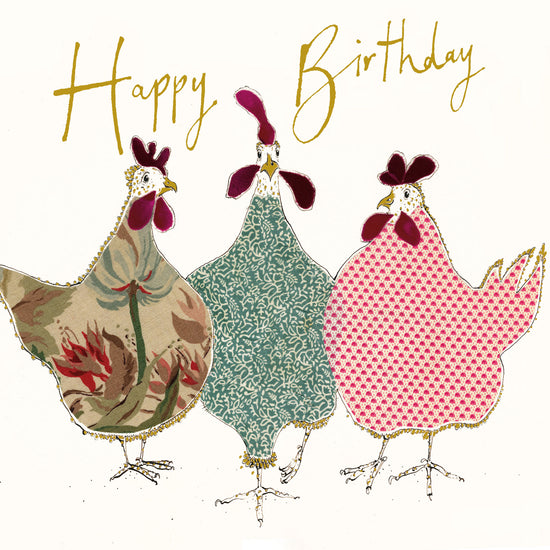 Happy Birthday Hens Gold Foil Card