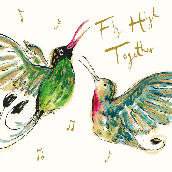Fly High Together Hummingbirds Gold Foil Card