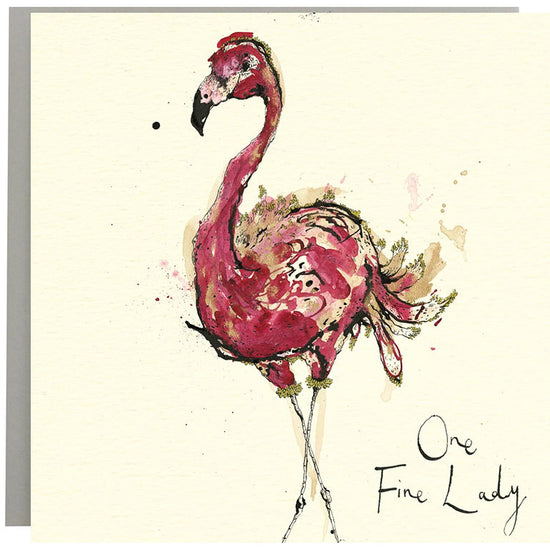 One Fine Lady Flamingo Card