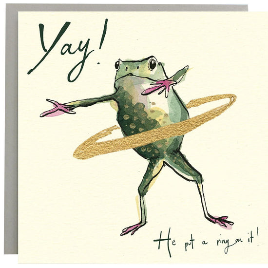 Yay! He put a ring on it! Frog Card