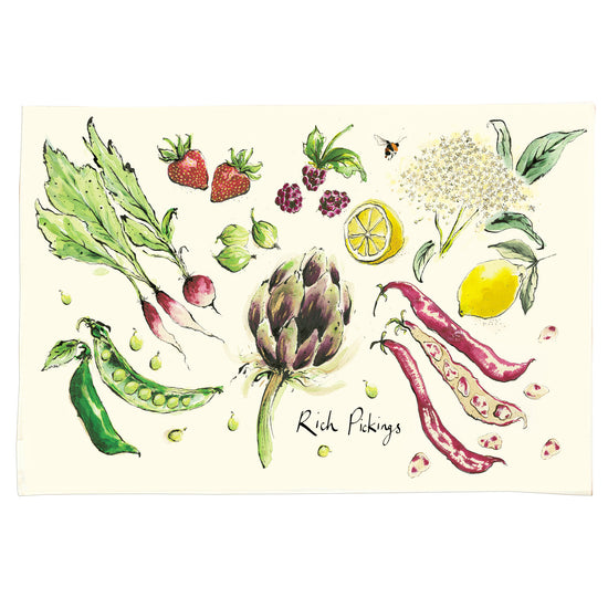 Rich Pickings Fruit and Vegetable Tea Towel