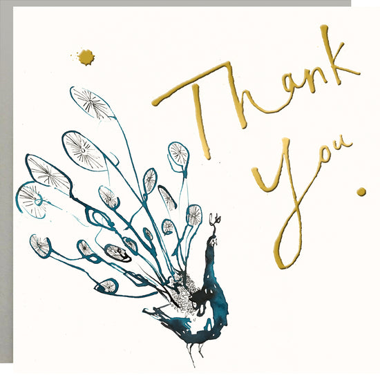 Peacock Thank You Gold Foil Card
