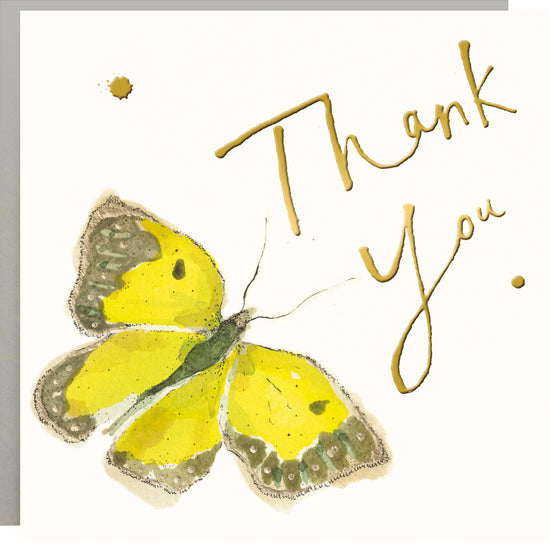 Yellow Butterfly Thank You Gold Foil Card