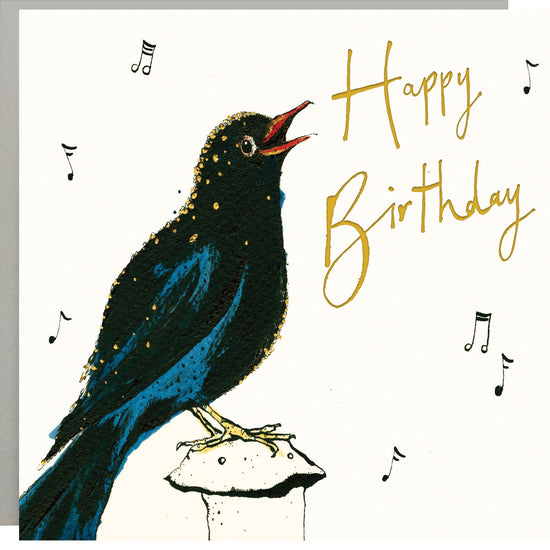 Happy Birthday Blackbird Gold Foil Card